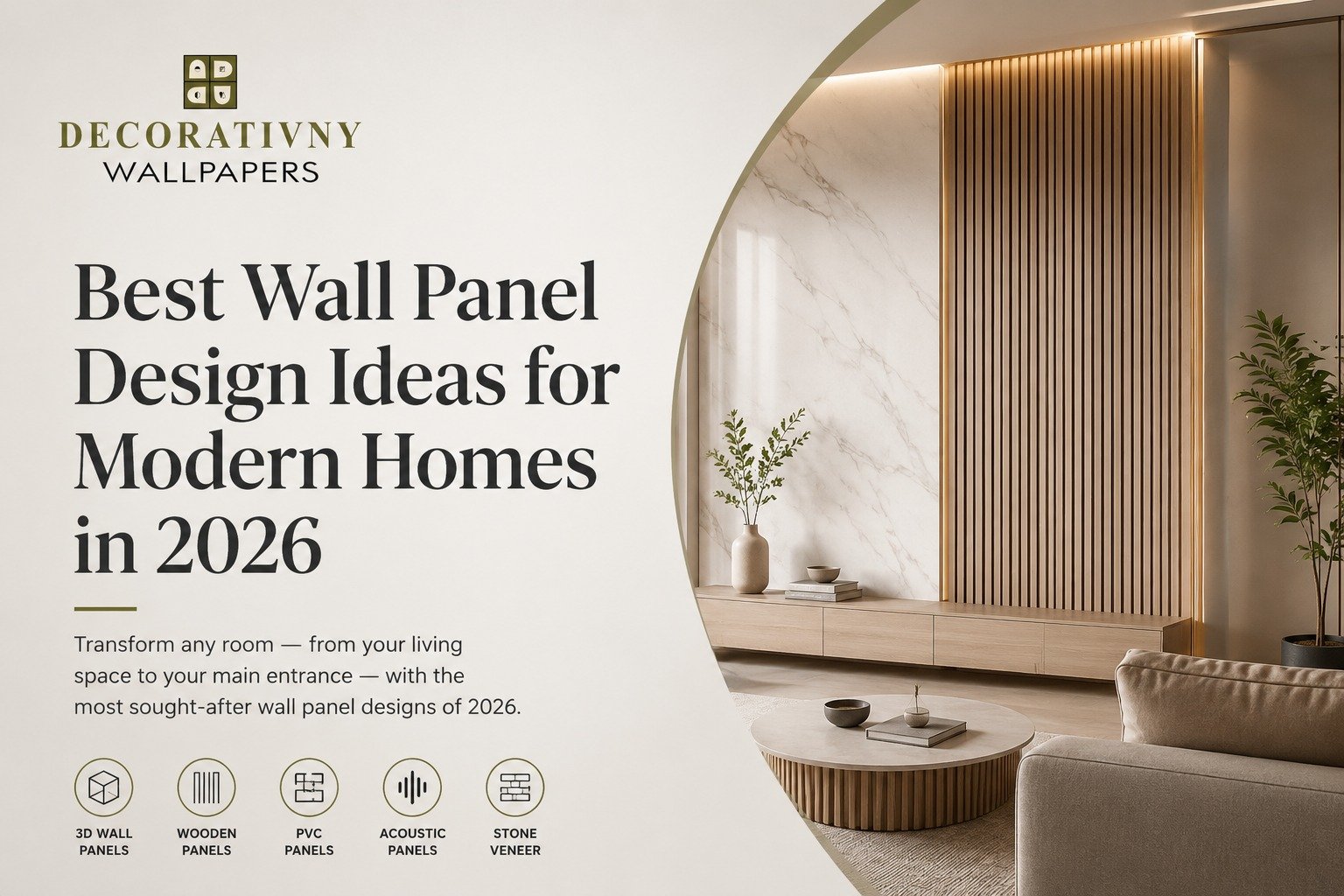 Modern Wall Panel Design for Living Room - Decorativny Wallpapers